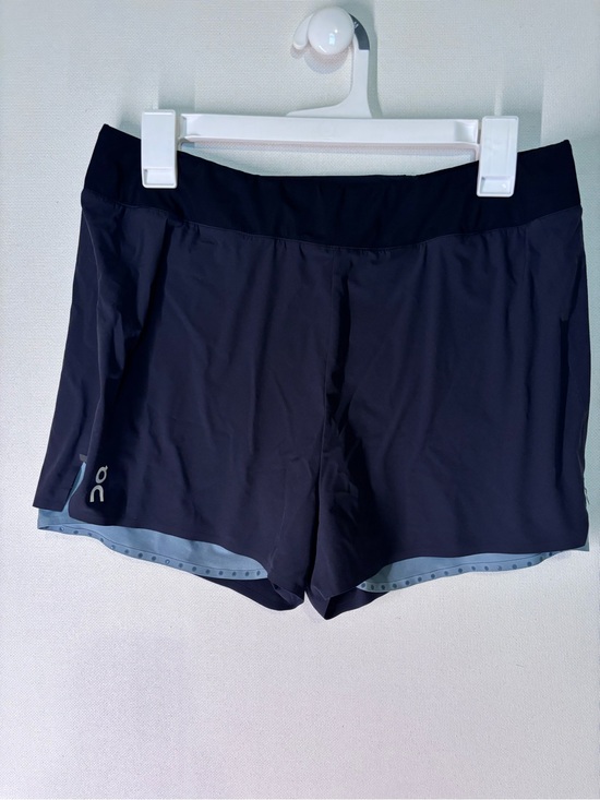 On Running Pants - On Running Women's Black Athletic Shorts with Gray Trim